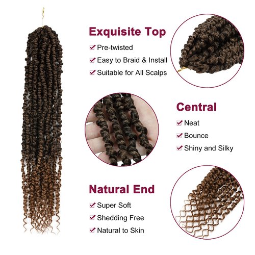 Passion Twist Hair - 8 Packs 22 Inch Passion Twist Crochet Hair For Women, Crochet Pretwisted Curly Hair Passion Twists Synthetic Braiding Hair Extensions (22 Inch 8 Packs, T30)