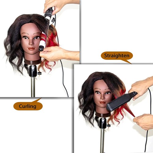 MILLYSHINE Mannequin Head With Human Hair,16",Braiding Styling Doll Head,Beauty School Manikin Head,Curling Dyeing Hairdresser Practice Training Head