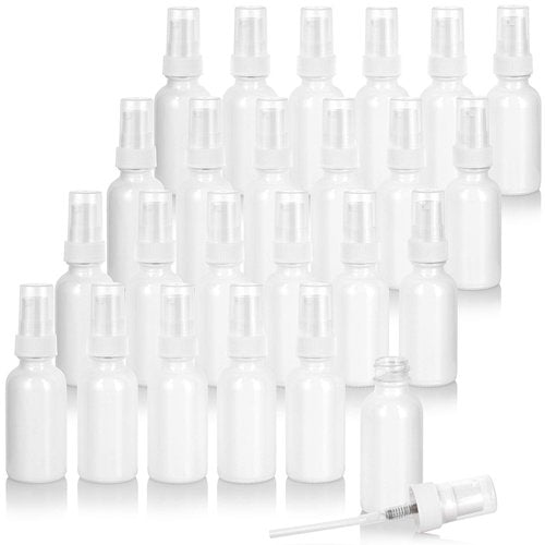 JUVITUS 1 oz High Shine Gloss White Glass Boston Round Bottle with White Treatment Pump (24 pack)