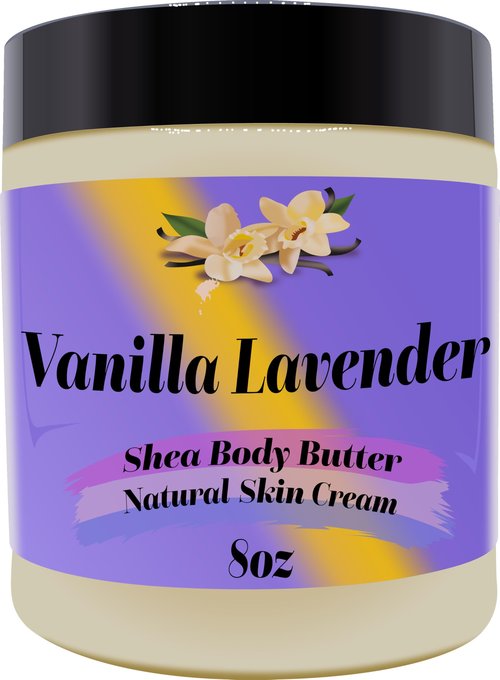 Black Lavish Essentials Ultra-Soft Shea Body Butter, Dry Skin Cream for Radiant Moisturized Skin, Natural Hydrating Body Lotion with Aloe Vera, Argan Oil, Rosehip Oil, (Vanilla Lavender, 8oz)