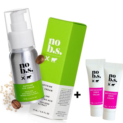 No Bad Stuff - Caffeine Eye Cream with Pure Hyaluronic Acid & Plant Based Squalane Oil, Under Eye Cream for Dark Circles & Puffiness, Travel Size, 0.5 FL Oz, and CoQ10 for Wrinkles
