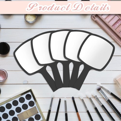 Threehoney 25 Pcs Hand Mirrors Handheld Mirrors with Handle Bulk 6.3 x 3.54 Inch Travel Makeup Tools Portable Vanity Glass for Bathroom Home Barber Salon Camping Gifts for Women (Black)
