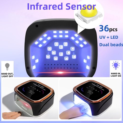 LimeGirl Cordless Black Nail Lamp for Gel X, Professional LED UV Nail Curing Lamp for Gel Nail Polish, Fast Nail Dryer with 4 Timers & Sensor, Rechargeable UV Lights for Salon & Home