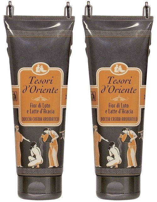 Tesori d'Oriente:"Fior di Loto" Lotus Flower and Acacia Milk Shower Cream 8.45fl.oz (250ml) Packages (Pack of 2) [ Italian Import ]