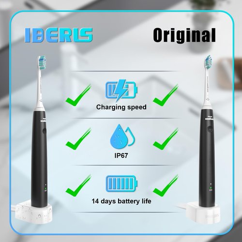 IBERLS Charger Base 4100 Compatible with Philips Sonicare Toothbrush Series HX3000 / HX6000 / HX8000 / HX9000, 5100, 5300, 6100, 6500, Waterproof Replacement Charger for Electric Toothbrush Power Cord