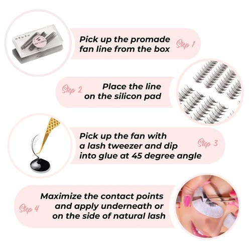 MDC LASHES Promade Wispy Lash Extension Volume Lashes 1000fans 0.05-0.07 Thickness, C/D/CC Curl, 8-18mm Loose Fans False Eyelashes 5D 7D 9D for Fluffy Eyelash Cluster, Soft, Long Lasting