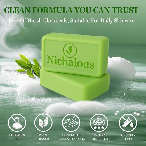 3PCS Tea Tree Soap, Purifying Body Soap Bar with Tea Tree Oil & Coconut Oil, Gentle Cleanser for Healthy, Looking Skin, Plant-Based Formula for Face & Body