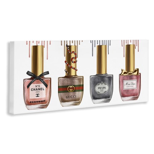 Stupell Industries Makeup Collection Nail Polish Pink Grey Red Fashion Design Canvas Wall Art, Multi-Color