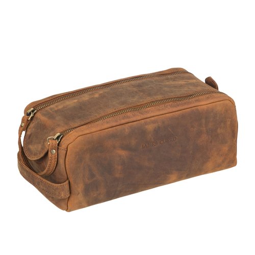 James Cuero Premium Full-Grain Leather Toiletry Bag - Spacious Design Water-Resistant Lining, Easy-Grip Handle - Unisex Toiletry Bag, Travel Bag Gift (Smooth Textured)