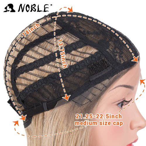 NOBLE Honey Blonde Lace Front Bob Wigs for Women T Part HD Lace Front Wigs with Brown Roots Synthetic Long Bob Wigs for Party and Daily Use (Ombre Brown Blonde with Dark Root Color)