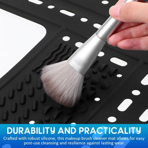 HOLIDYOYO Foldable Silicone Sink Cover Makeup Pad 21.65X16.92 Inches Bathroom Sink Organizer Mat with Drainage for Brush Cleaning and Drying