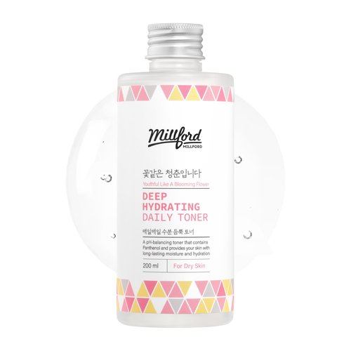 Millford Deep Hydrating Daily Toner 6.76 Oz, 200ml, Moisturizing Toner, Alcohol Free, Fragrance Free, pH Balance, Panthenol, Betaine, Vitamin B5, Korean Skincare