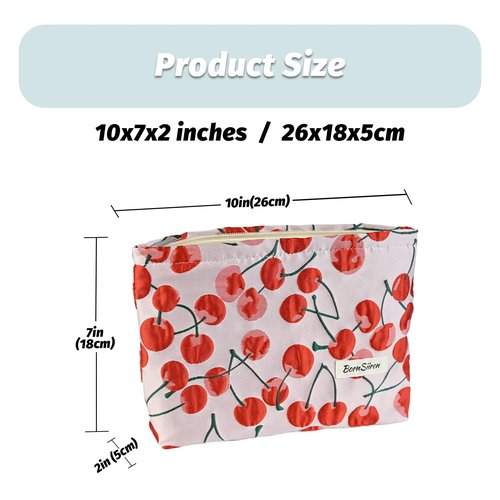 Cherry Makeup Bag,Cosmetic Bag for Women, Large Capacity Toiletry Bag,Zipper Pouch, Travel Accessories Storage with Lining
