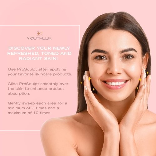 YOUTHLUX ProSculpt Heated Gua Sha Facial Massager – Electric Guasha Tool for Face Sculpting, Relaxation & Skincare | Soothing Vibration Facial Massage Tool with Contoured Design (Rose Gold)
