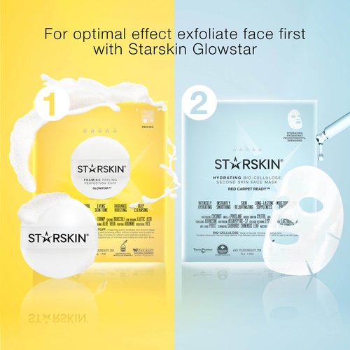 STARSKIN Red Carpet Ready Bio-Cellulose Face Mask – 4 Pack, Hydrating Face Mask for all Skin Types, Instant Hydration & Glass-Skin Glow, Revitalizing and Moisturizing, Korean Skincare