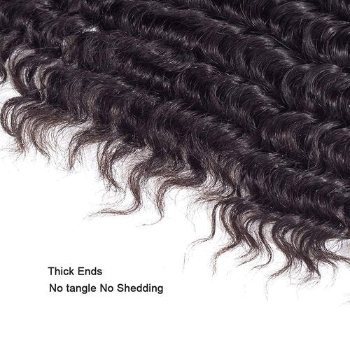 Deep Wave Bundles Human Hair 32 Inch Deep Wave Bundles #1B Natural Black Unprocessed Brazilian Virgin Weave Hair 1 Bundle 50 Gram Per Bundle