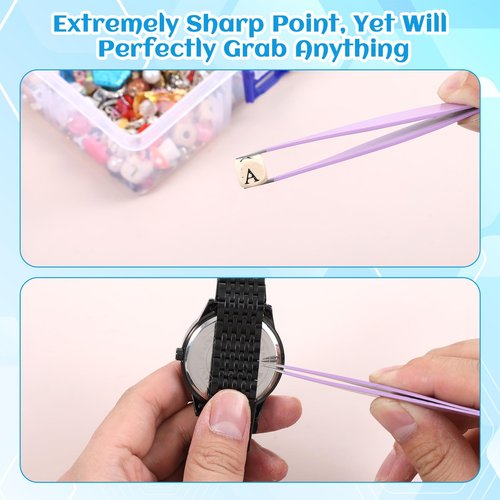 JJUNW 6Pcs Ingrown Hair Tweezers, Needle Nose Tweezers, Pointed Tip Splinter Out, Eyebrow Tweezers for Women Facial Hair Blackhead Remover
