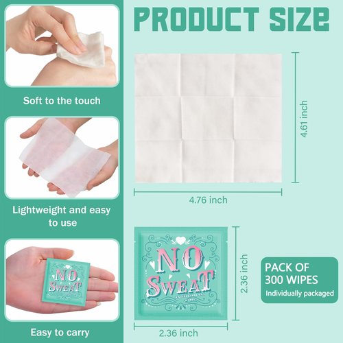 BUAEL Travel Deodorant 300 pieces of Antiperspirant deodorant Wipes And Body Wipes Individually Wrap Hypoallergenic Mini Deodorant Underarm Sweating And Travel To Clean Skin For Female Male Teenagers