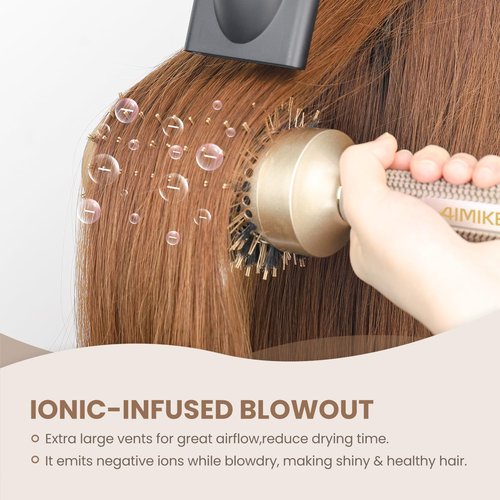 AIMIKE Round Brush Set w/Nano Ion Thermal Ceramic Tech, Professional Blow Out & Styling Brush, Maximum Volume and Shine, Barrels 2.1' & 1.7'