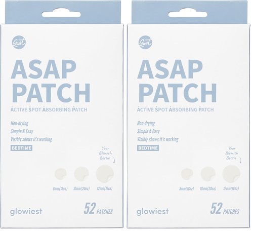 glowiest ASAP Active Spot Alleviating Patch [Bedtime] 52 Patches 8mm (16ea), 10mm (20ea) & 12mm (16ea) | Premium Hydrocolloid Dressing | Simple & Easy Active Treatment (Pack of 2)