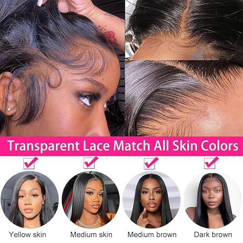 Holiden 200% Density 10 Inch Short Bob Wig Human Hair 13x4 HD Lace Front Wigs Straight Bob Lace Front Wigs Glueless (13x4 Black Straight Wig, 32 Inch)