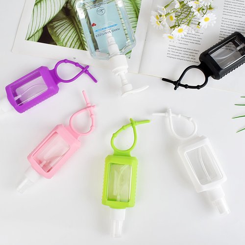Ulbemoll 5 Pack Hand Sanitizer Travel Size Holder, 60ml/2oz Travel Keychain Spray Bottles Sanitizer Holder Refillable Containers for Kids and Adult | Spray