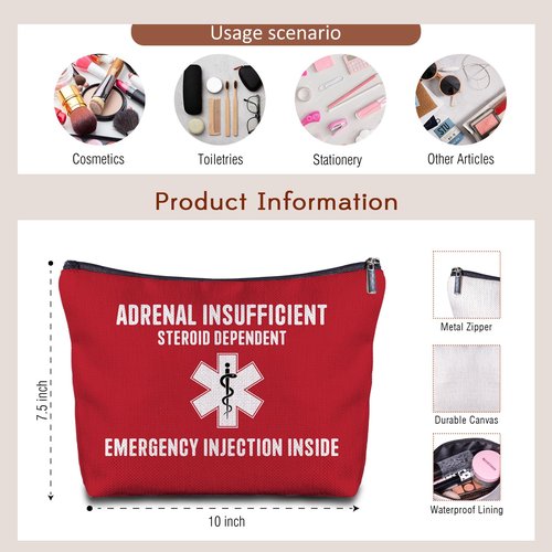 Zomhix Nurse Doctor Cosmetic Bag - Doctor Nurse Gifts for Women, Nurse Small Medical Bag,Adrenal Insufficiency Makeup Bag, Emergency Makeup Bag, Emergency Injection Bag for Travel