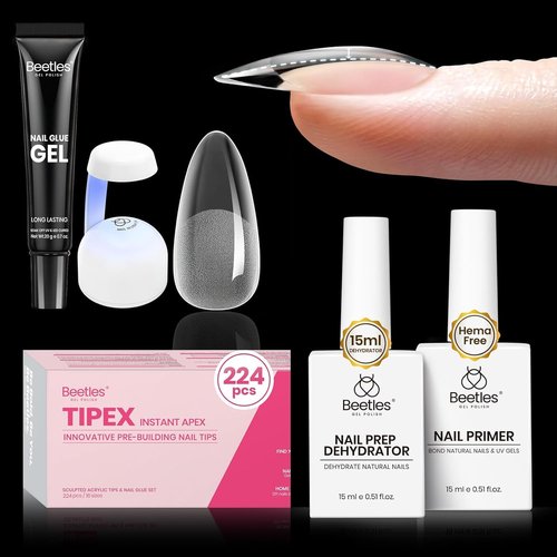 Beetles Tipex Gel Nail Kit, Medium Almond & Beetles 15ml Nail Dehydrator and Primer