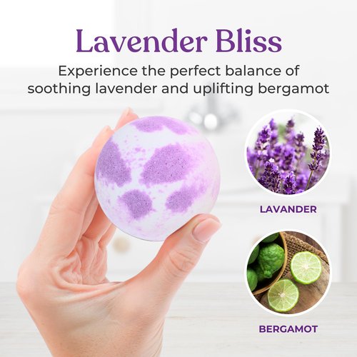 Lavivio Lavender Bath Bombs for Women - Lavendar Bath Bomb with Shea Butter & Essential Oils - Mega Foaming, Relaxing, Moisturizing, for Stress Relief & Dry Skin - 3 x 100g - Gift Set