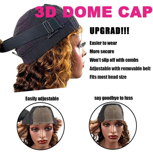 Ombre Bob Wig Human Hair 4/27 Highlight Wear and Go Glueless Wig Deep Wave Curly Honey Blonde Lace Front Bob Wigs 180 Density 8 Inches