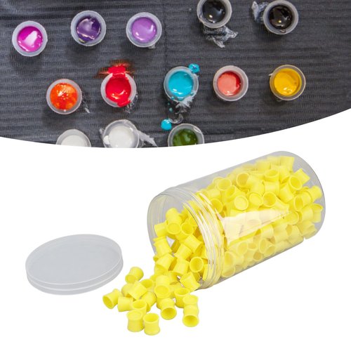 300pcs Ink Cups, Eyebrow Lip Color Cup Silicone Multipurpose Disposable Pigment Cups Ink Paint Cup for Ink Supplies(Yellow)