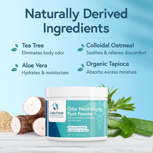 CREDA-FRESH Foot Lotion to Powder for Excessive Sweating - Plant Based Foot Powder for Smelly Feet - Foot Odor Eliminator & Foot Lotion for Dry Feet - 4oz