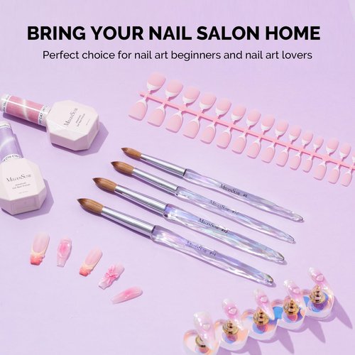 MelodySusie Kolinsky Acrylic Nail Brush, 100% Pure Kolinsky Hair, Professional Nail Brush for Acrylic Powder Nail Extension and 3D Nail Carving, for DIY Home Salon, Size 12
