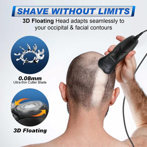 BlueFire Head Shaver for Bald Men, Corded 3D Electric Rotary Shavers with Pop-up Trimmer,Bald Head Close Shaver for Men, Rotary Shaver Electric Dry Shave