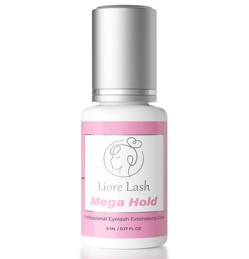 Mega Hold Strong Glue Liore Lash/Retention - 8 Weeks/ 1 Sec Fast Dry/Black Adhesive for Eyelash Extensions/Professional Supplies for Classic/Volume Lashes (Mega Hold Liore Lash)