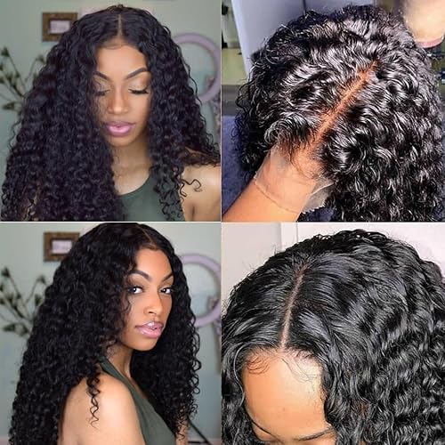 Aliglossy Deep Wave Lace Front Wig Human Hair 13x4 Curly Lace Frontal Wig for Black Women 180 Density Kinky Curly Wet and Wavy Glueless Wig Human Hair