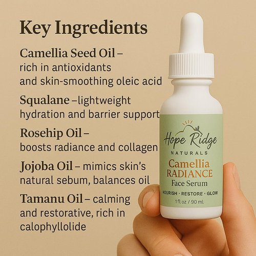 Hope Ridge Naturals Camellia Radiance Face Serum, Ultra-Renewal Oil with Rose & Botanicals, Anti-Aging & Repair, for Normal/Dry/Combination/Mature Skin, Lightweight & Fast-Absorbing