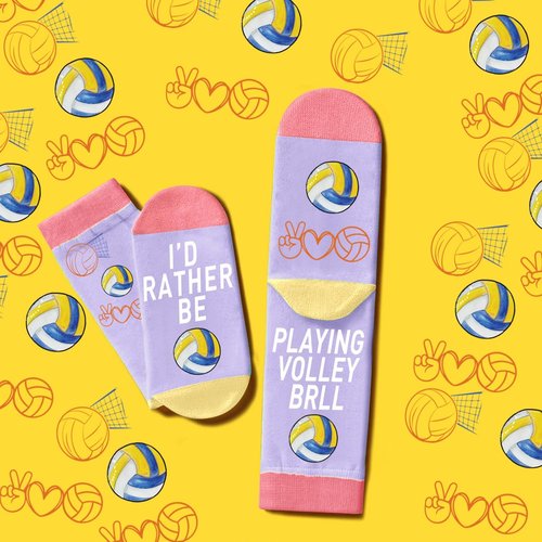 Volleyball gifts for teen girls Set Volleyball gifts Volleyball funny socks Volleyball earrings Volleyball Makeup Bag 50Pcs Volleyball Stickers-5Pcs Volleyball gifts