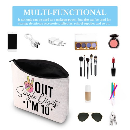 GJTIM Tenth Birthday Gift Double Digit Birthday Gift Peace Out Single Digits I’m 10 Makeup Bag (Out Single Bag)