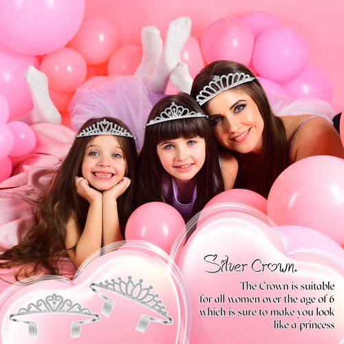 Yuefunny 24 Pcs Crystal Tiara Headbands for Women Princess Headband Crown with Combs Tiaras and Crowns for Pageant Bridal Wedding Prom Party Gifts(Classic,Silver)