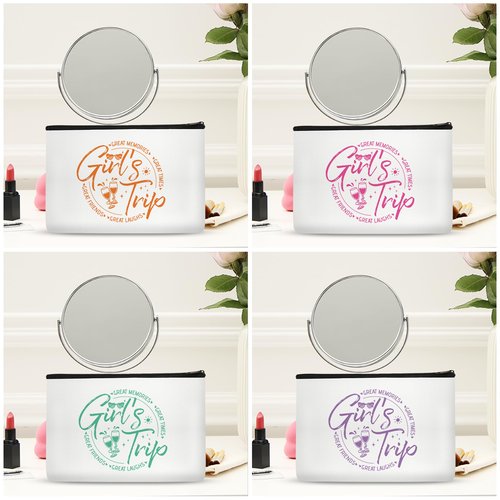 SEAOYOZO 4 Pcs Girls Trip Gifts Makeup Bags for Women Bestie Gifts Summer Vacation Cosmetic Bag Friendship Gifts for Girl Best Friend BFF Travel Toiletry Bags Favors