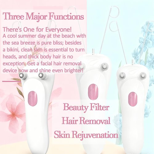 Ladies Facial Hair Remover Electric Women's Beauty Epilator, Cordless Electric Facial Threading Hair Removal for Women, Rechargeable Face Hair Remover Cotton Thread Epilator Body Hair Removal Device