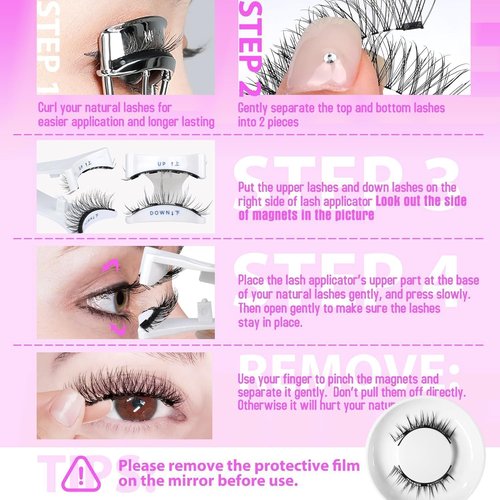 Hunnyfit Magnetic Lashes,Magnetic Eyelashes with Applicator,2025 New Reusable Magnetic Lashes Natural Look No Glue or Liner Needed(Natural+Simple+Devil)