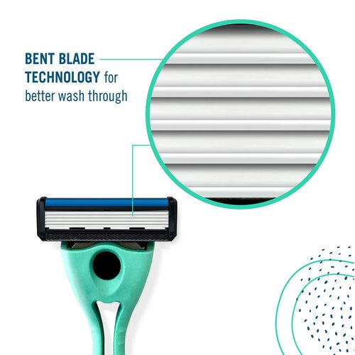Preserve Shave 5 Five Blade Refillable Razor, Made from Recycled Materials, Sunshine Yellow and Preserve Five Blade Replacement Cartridges Wave Edition (4 Count) Bundle