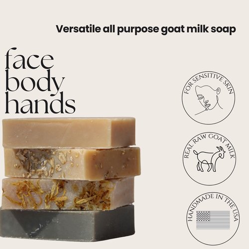 Premium Goat Milk Soap Bars - Dry Skin, Gentle, Organic & Soothing - Hand Made in USA with Real Goat Milk - Large 5 OZ (Pack of 4) - (Variety Pack)