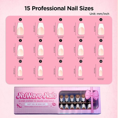 French Tip Press on Nails U Shaped Design - Enhance Your Look with Elegance White French Tip Nails - Natural Soft Gel, 15 Sizes 150/PCS Fake Nails Kit