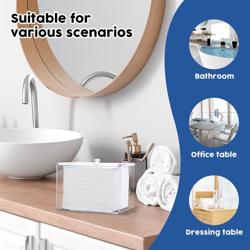 Rainmae Disposable Face Towel Holder with Lids, Disposable Face Towel Holder Bin, Face Napkins Storage Case, Custom Made for Clean Skin Club Face Towels Holder for Home and Makeup Organization