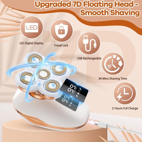 Electric Razors for Women, 5D Facial Hair Removal, 5-in-1 Wet/Dry Bikini Trimmer, Electric Shaver for Women, Rechargeable Face Shaver for Arms Legs Armpit Pubic Area, Painless Womens Grooming Kit