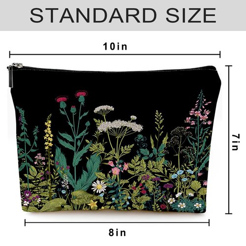 Givotin Small Makeup Bag for Purse Cute Canvas Waterproof Cosmetic Bags for Women Zipper Travel Toiletry Pouch-Wildflowers Makeup Bags