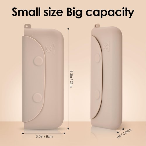 COOL-ANGLE Silicone Makeup Brush Holder Large Travel Makeup Brush Case Original Design Brushes Holder with Magnetic Closure Khaki